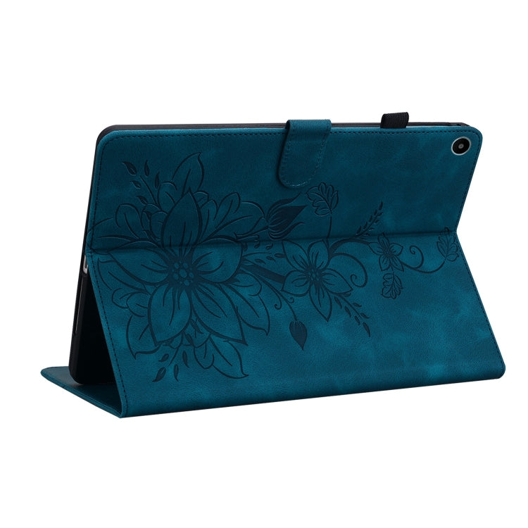 For Huawei MatePad SE 10.4 Lily Embossed Leather Tablet Case(Dark Blue) - Huawei by PMC TechLife | Online Shopping South Africa | PMC TechLife | Buy Now Pay Later Mobicred