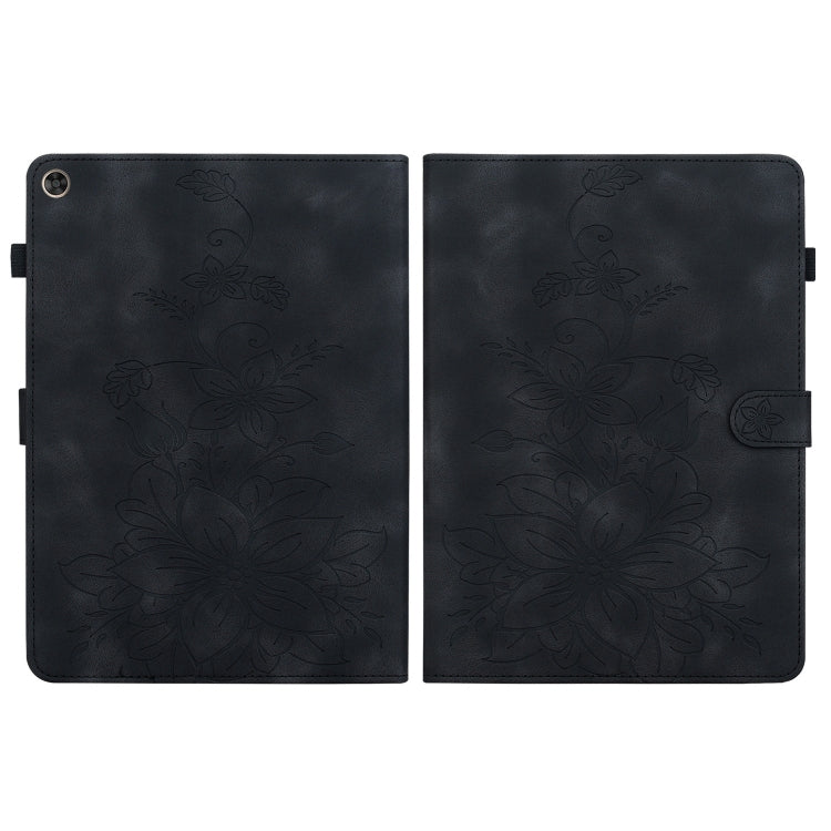 For Huawei MatePad T 10s / Enjoy Tablet 2 Lily Embossed Leather Tablet Case(Black) - Huawei by PMC TechLife | Online Shopping South Africa | PMC TechLife | Buy Now Pay Later Mobicred