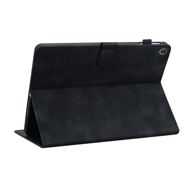 For Huawei MatePad T 10s / Enjoy Tablet 2 Lily Embossed Leather Tablet Case(Black) - Huawei by PMC TechLife | Online Shopping South Africa | PMC TechLife | Buy Now Pay Later Mobicred