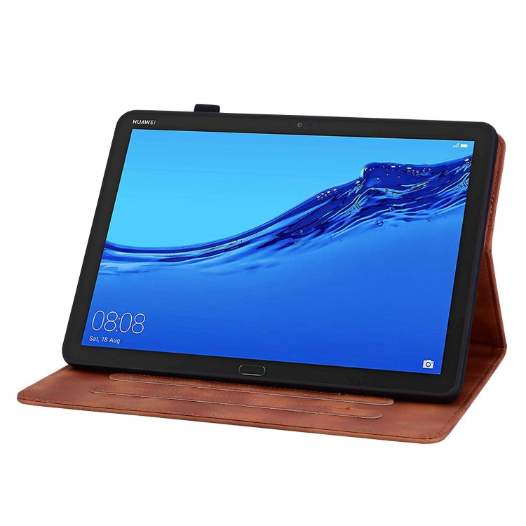 For Huawei MediaPad M5 Lite 10 / C5 10.1 Lily Embossed Leather Tablet Case(Brown) - Huawei by PMC TechLife | Online Shopping South Africa | PMC TechLife | Buy Now Pay Later Mobicred
