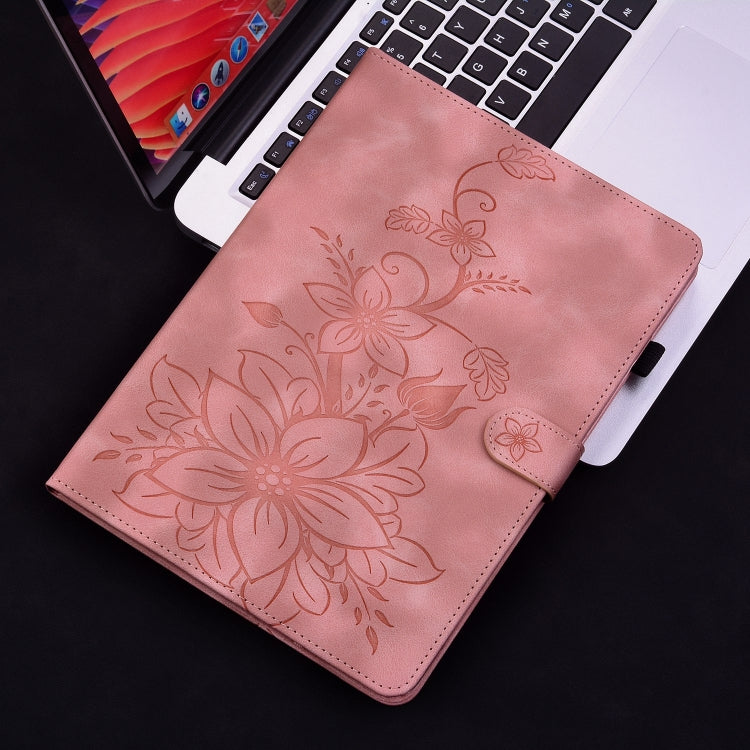 For Realme Pad X Lily Embossed Leather Tablet Case(Pink) - Realme by PMC TechLife | Online Shopping South Africa | PMC TechLife | Buy Now Pay Later Mobicred