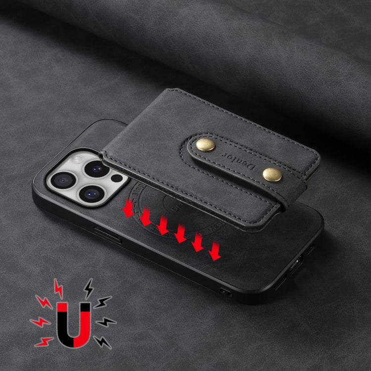 For iPhone 16 Pro Denior D14 NK Retro Pattern MagSafe Magnetic Card Holder Leather Phone Case(Black) - iPhone 16 Pro Cases by Denior | Online Shopping South Africa | PMC Jewellery | Buy Now Pay Later Mobicred