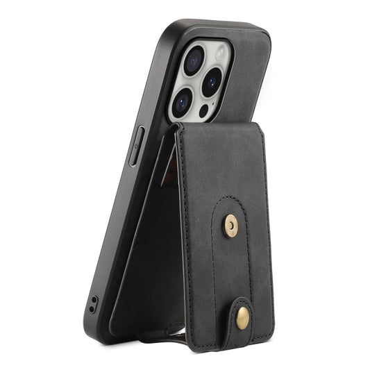 For iPhone 16 Pro Max Denior D14 NK Retro Pattern MagSafe Magnetic Card Holder Leather Phone Case(Black) - iPhone 16 Pro Max Cases by Denior | Online Shopping South Africa | PMC Jewellery | Buy Now Pay Later Mobicred