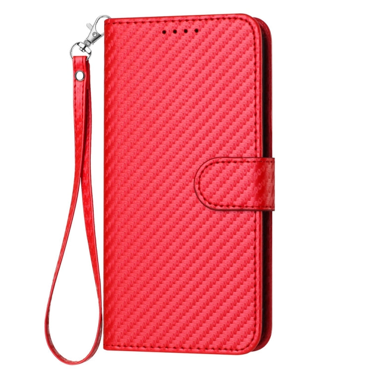 For Xiaomi Redmi K70 / K70 Pro YX0070 Carbon Fiber Buckle Leather Phone Case with Lanyard(Red) - K70 Cases by PMC Jewellery | Online Shopping South Africa | PMC Jewellery | Buy Now Pay Later Mobicred