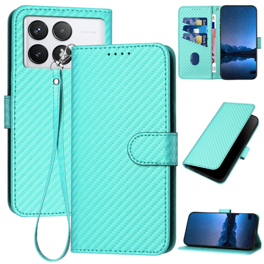 For Xiaomi Redmi K70 / K70 Pro YX0070 Carbon Fiber Buckle Leather Phone Case with Lanyard(Light Blue) - K70 Cases by PMC Jewellery | Online Shopping South Africa | PMC Jewellery | Buy Now Pay Later Mobicred