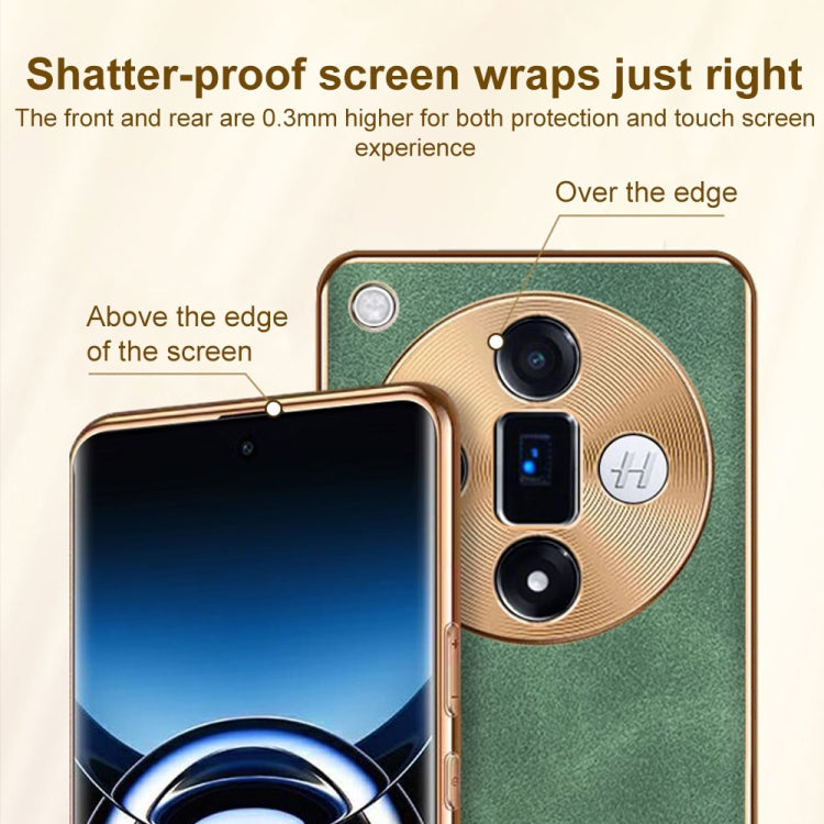 For OPPO Find X7 Ultra Electroplating Lambskin Leather Phone Case(Black) - OPPO Cases by PMC TechLife | Online Shopping South Africa | PMC TechLife | Buy Now Pay Later Mobicred