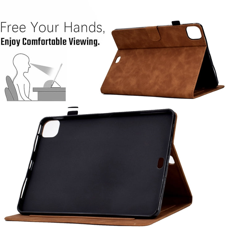 For iPad Pro 11 2024 Embossed Smile Smart Leather Tablet Case(Brown) - iPad Pro 11 2024 Cases by PMC Jewellery | Online Shopping South Africa | PMC Jewellery | Buy Now Pay Later Mobicred