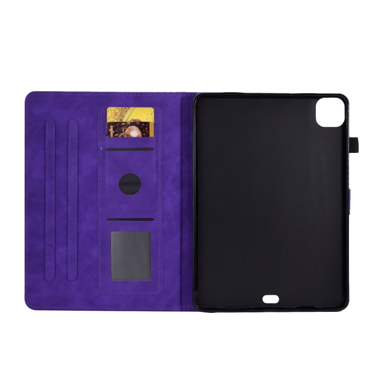 For iPad Pro 11 2024 Embossed Smile Smart Leather Tablet Case(Purple) - iPad Pro 11 2024 Cases by PMC Jewellery | Online Shopping South Africa | PMC Jewellery | Buy Now Pay Later Mobicred