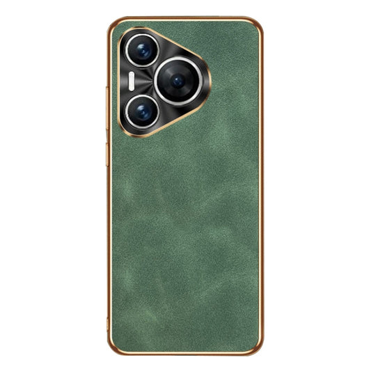 For Huawei Pura 70 Pro / 70 Pro+ Electroplating Lambskin Leather Phone Case(Green) - Huawei Cases by PMC Jewellery | Online Shopping South Africa | PMC Jewellery | Buy Now Pay Later Mobicred