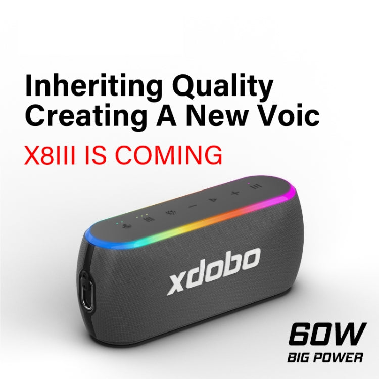 Xdobo X8 III BT5.3 IPX7 Wireless Speaker with RGB Light, Support Bluetooth/TF Card/USB/AUX(Grey) - Desktop Speaker by XDOBO | Online Shopping South Africa | PMC Jewellery | Buy Now Pay Later Mobicred