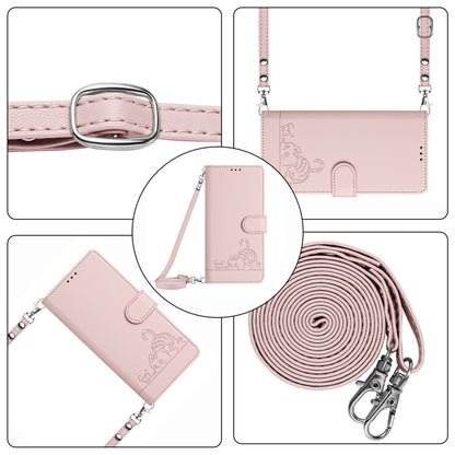 For Honor Magic6 Pro 5G Global Cat Rat Embossed Pattern RFID Leather Phone Case with Lanyard(Pink) - Honor Cases by PMC Jewellery | Online Shopping South Africa | PMC Jewellery | Buy Now Pay Later Mobicred