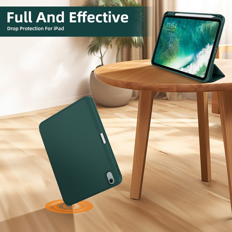 For iPad Air 11 2024 3-fold TPU Smart Leather Tablet Case with Pen Slot(Dark Green) - iPad Air 11 2024 Cases by PMC Jewellery | Online Shopping South Africa | PMC Jewellery | Buy Now Pay Later Mobicred