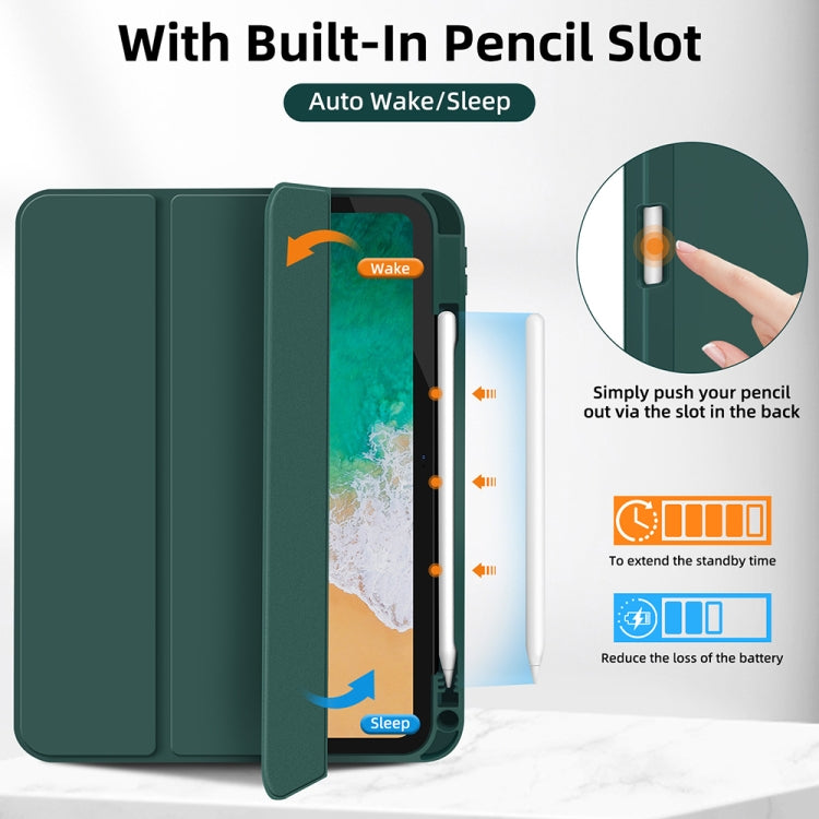 For iPad Air 11 2024 3-fold TPU Smart Leather Tablet Case with Pen Slot(Dark Green) - iPad Air 11 2024 Cases by PMC Jewellery | Online Shopping South Africa | PMC Jewellery | Buy Now Pay Later Mobicred