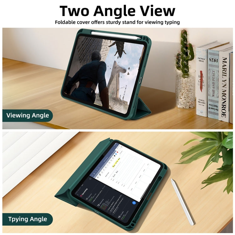 For iPad Air 11 2024 3-fold TPU Smart Leather Tablet Case with Pen Slot(Dark Green) - iPad Air 11 2024 Cases by PMC Jewellery | Online Shopping South Africa | PMC Jewellery | Buy Now Pay Later Mobicred