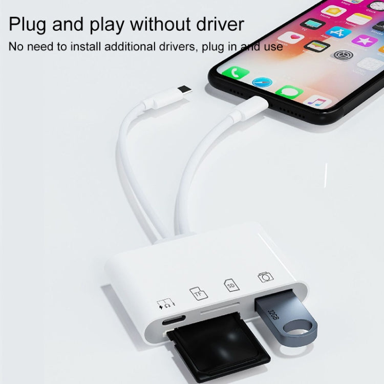 4 in 2 USB-C / Type-C + 8 Pin Interface Multi-function Card Reader(White) - U Disk & Card Reader by PMC Jewellery | Online Shopping South Africa | PMC Jewellery | Buy Now Pay Later Mobicred