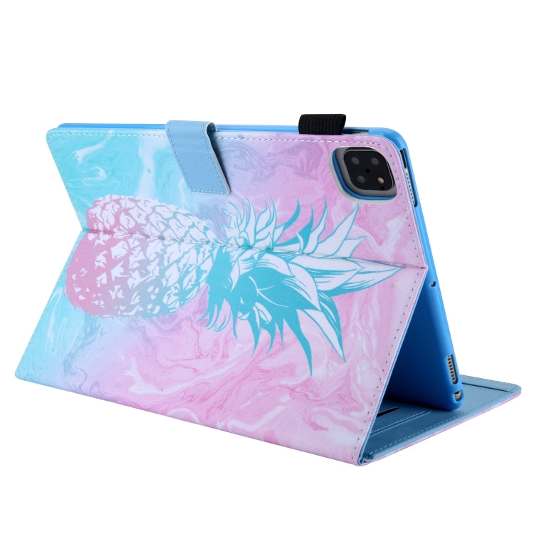 For iPad Pro 11 2024 Colored Drawing Leather Smart Tablet Case(Blue Pink Pineapple) - iPad Pro 11 2024 Cases by PMC TechLife | Online Shopping South Africa | PMC TechLife | Buy Now Pay Later Mobicred