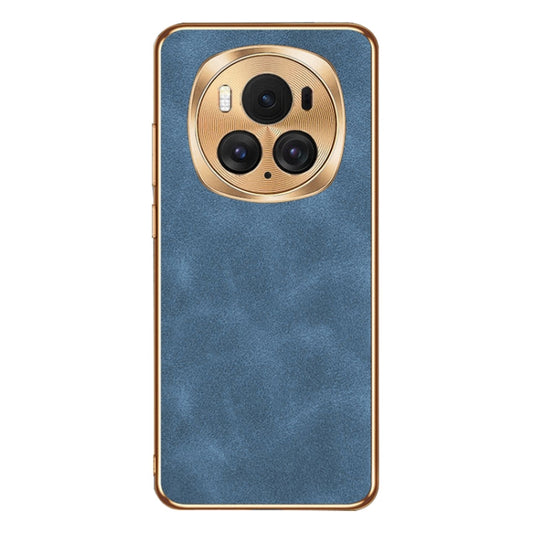 For Honor Magic6 Pro Electroplating Lambskin Leather Phone Case(Blue) - Honor Cases by PMC Jewellery | Online Shopping South Africa | PMC Jewellery | Buy Now Pay Later Mobicred