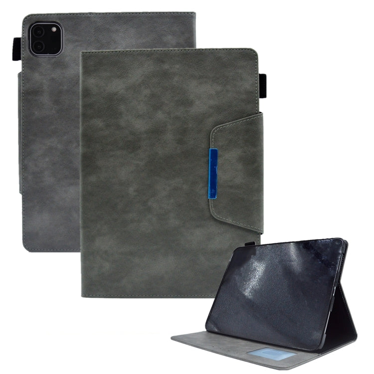 For iPad Pro 11 2024 Suede Cross Texture Magnetic Clasp Leather Smart Tablet Case(Grey) - iPad Pro 11 2024 Cases by PMC TechLife | Online Shopping South Africa | PMC TechLife | Buy Now Pay Later Mobicred