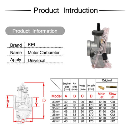 PWK34mm Universal Motorcycle Carburetor Carb Motor Carburetor - Engines & Engine Parts by PMC Jewellery | Online Shopping South Africa | PMC Jewellery | Buy Now Pay Later Mobicred