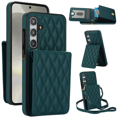 For Samsung Galaxy S24 5G YM015 Crossbody Rhombic Card Bag RFID Phone Case(Green) - Galaxy S24 5G Cases by PMC Jewellery | Online Shopping South Africa | PMC Jewellery | Buy Now Pay Later Mobicred