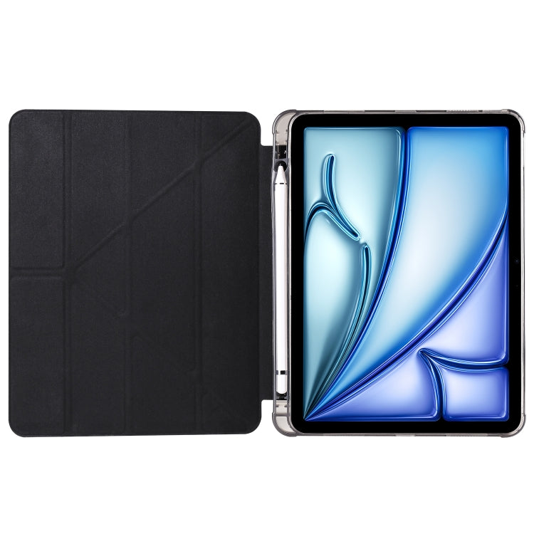 For iPad Air 11 2024 Multi-folding TPU Leather Smart Tablet Case with Pen Slot(Black) - iPad Air 11 2024 Cases by PMC Jewellery | Online Shopping South Africa | PMC Jewellery | Buy Now Pay Later Mobicred