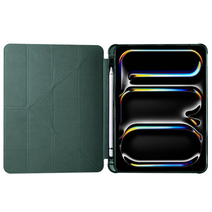 For iPad Pro 11 2024 Multi-folding TPU Leather Smart Tablet Case with Pen Slot(Pine Green) - iPad Pro 11 2024 Cases by PMC Jewellery | Online Shopping South Africa | PMC Jewellery | Buy Now Pay Later Mobicred