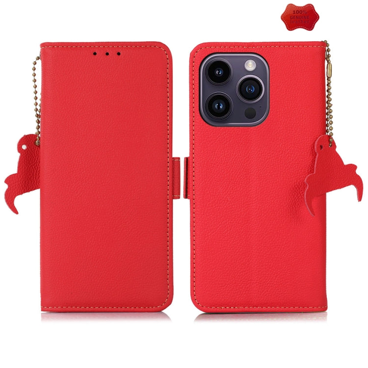 For iPhone 16 Pro Side-Magnetic TJ Genuine Leather RFID Phone Case(Red) - iPhone 16 Pro Cases by PMC TechLife | Online Shopping South Africa | PMC TechLife | Buy Now Pay Later Mobicred