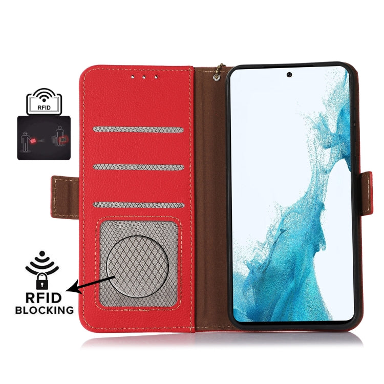 For iPhone 16 Pro Side-Magnetic TJ Genuine Leather RFID Phone Case(Red) - iPhone 16 Pro Cases by PMC Jewellery | Online Shopping South Africa | PMC Jewellery | Buy Now Pay Later Mobicred