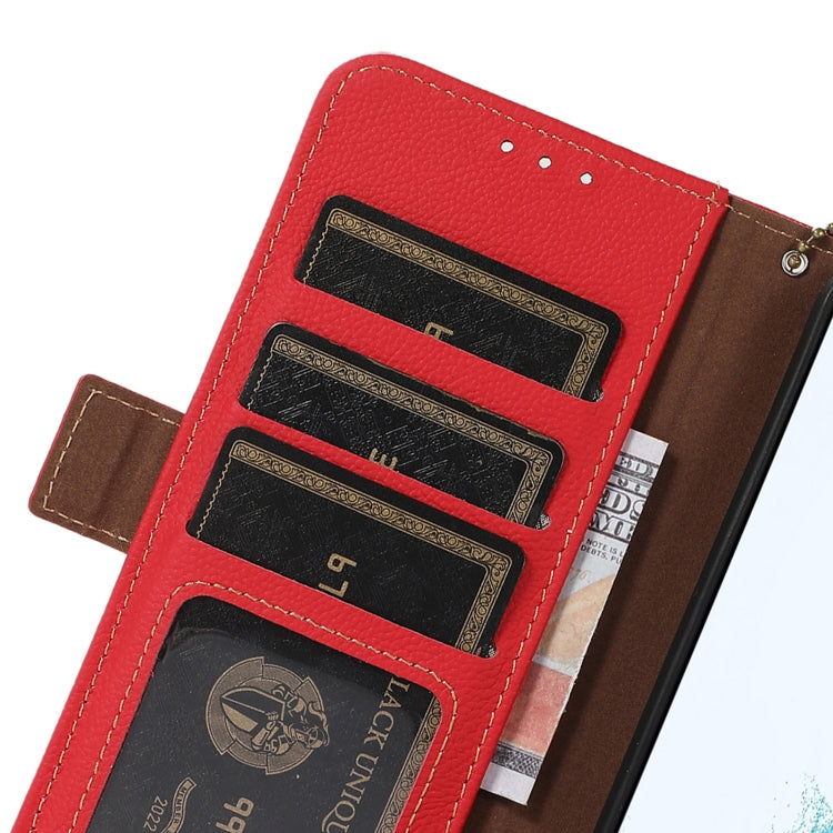 For iPhone 16 Pro Side-Magnetic TJ Genuine Leather RFID Phone Case(Red) - iPhone 16 Pro Cases by PMC TechLife | Online Shopping South Africa | PMC TechLife | Buy Now Pay Later Mobicred