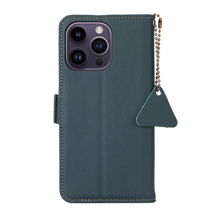 For iPhone 16 Pro Side-Magnetic TJ Genuine Leather RFID Phone Case(Green) - iPhone 16 Pro Cases by PMC Jewellery | Online Shopping South Africa | PMC Jewellery | Buy Now Pay Later Mobicred