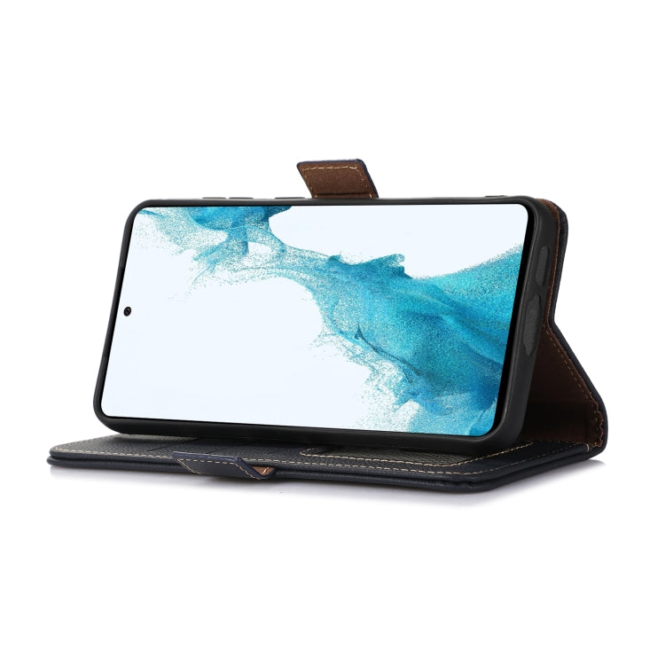 For iPhone 16e Side-Magnetic TJ Genuine Leather RFID Phone Case(Blue) - iPhone 16e Cases by PMC TechLife | Online Shopping South Africa | PMC TechLife | Buy Now Pay Later Mobicred