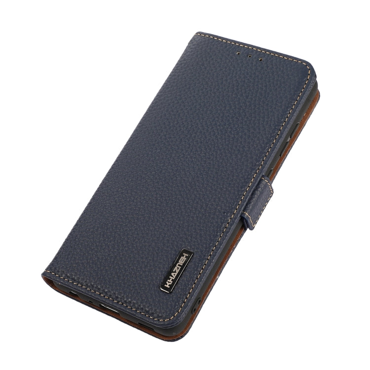 For iPhone 16 Pro KHAZNEH Side-Magnetic Litchi Genuine Leather RFID Case(Blue) - iPhone 16 Pro Cases by PMC Jewellery | Online Shopping South Africa | PMC Jewellery | Buy Now Pay Later Mobicred