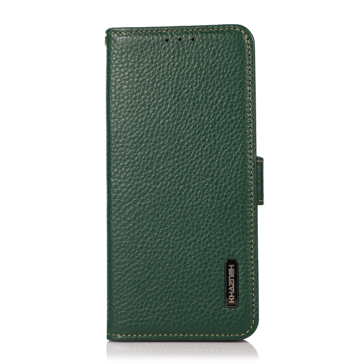 For iPhone 16 Pro KHAZNEH Side-Magnetic Litchi Genuine Leather RFID Case(Green) - iPhone 16 Pro Cases by PMC TechLife | Online Shopping South Africa | PMC TechLife | Buy Now Pay Later Mobicred