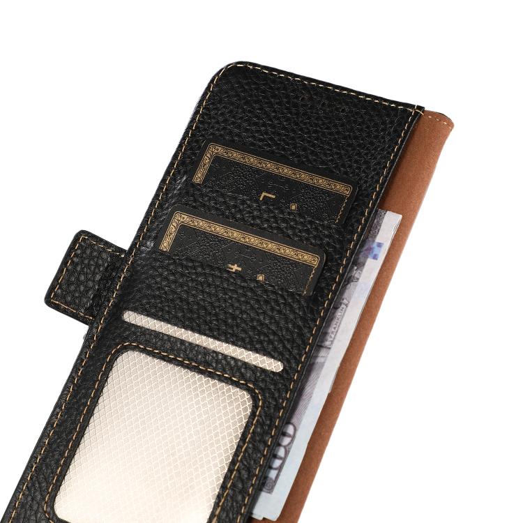 For iPhone 17 Pro Max KHAZNEH Side-Magnetic Litchi Genuine Leather RFID Case(Black) - free shipping - PMc TechLife - Order now!