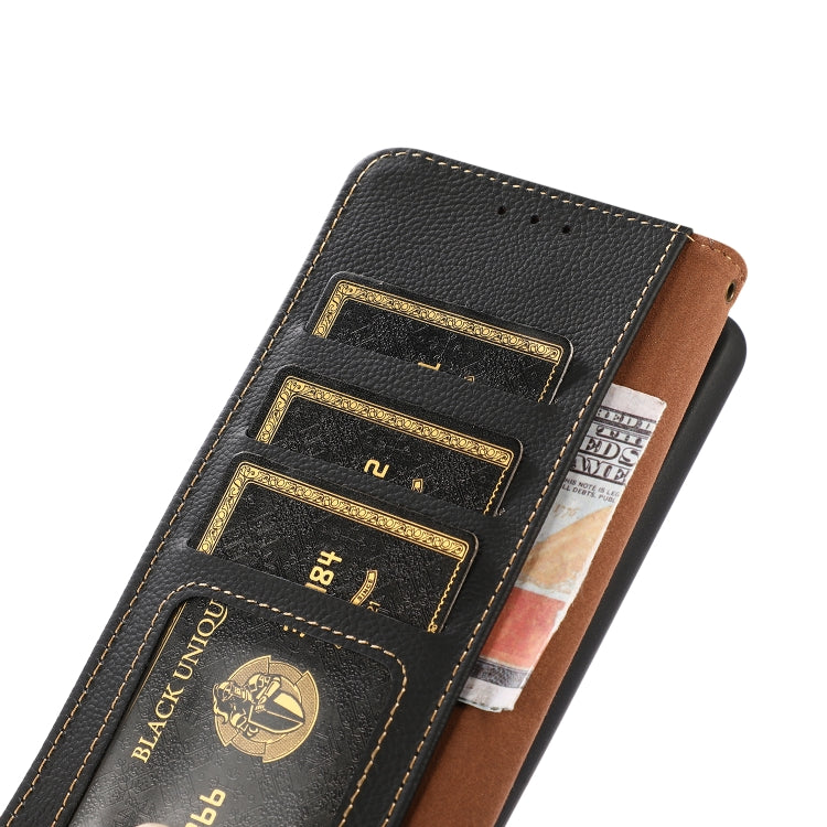 For iPhone 16 Plus KHAZNEH Custer Genuine Leather RFID Phone Case(Black) - iPhone 16 Plus Cases by PMC Jewellery | Online Shopping South Africa | PMC Jewellery | Buy Now Pay Later Mobicred