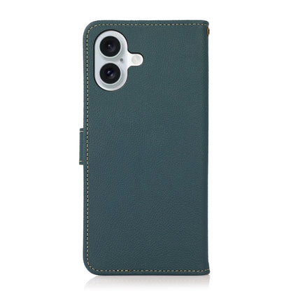 For iPhone 16 KHAZNEH Custer Genuine Leather RFID Phone Case(Green) - iPhone 16 Cases by PMC Jewellery | Online Shopping South Africa | PMC Jewellery | Buy Now Pay Later Mobicred