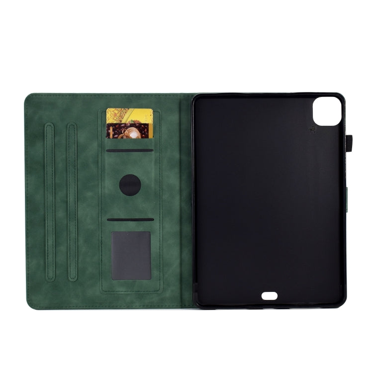 For iPad Pro 11 2024 Peony Butterfly Embossed Leather Smart Tablet Case(Green) - iPad Pro 11 2024 Cases by PMC TechLife | Online Shopping South Africa | PMC TechLife | Buy Now Pay Later Mobicred