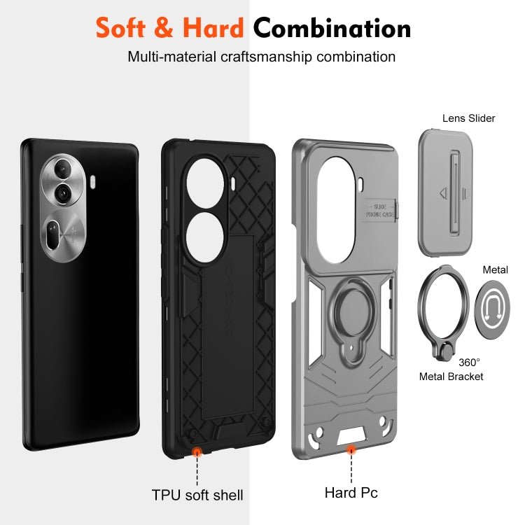 For OPPO Reno11 Pro Global Camshield Ring Holder Phone Case(Grey) - Reno11 Pro Cases by PMC TechLife | Online Shopping South Africa | PMC TechLife | Buy Now Pay Later Mobicred