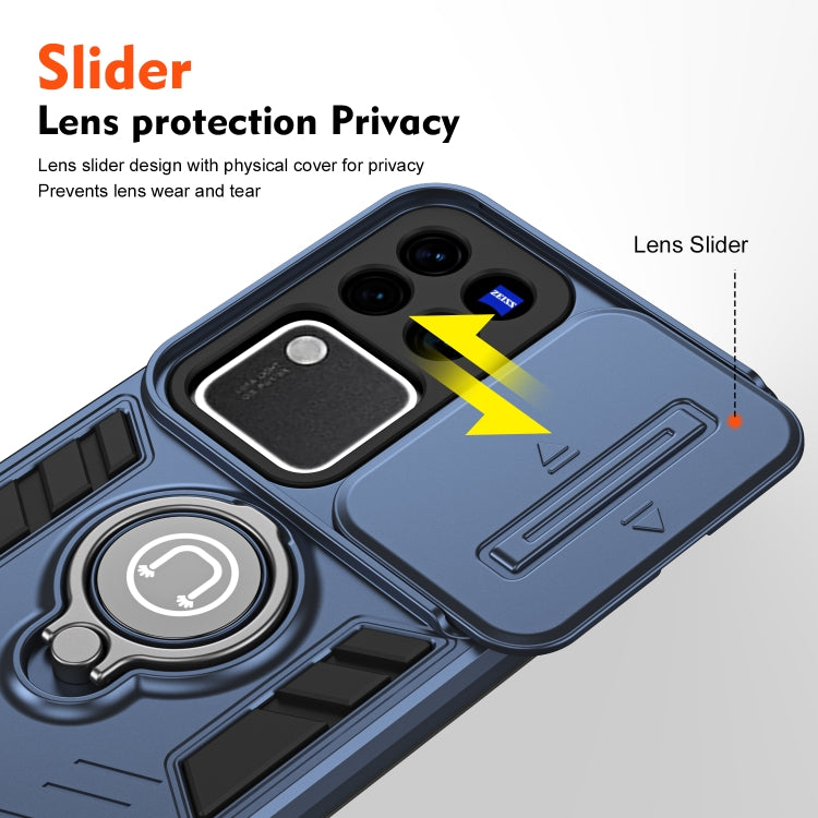 For vivo V30 / V30 Pro Camshield Ring Holder Phone Case(Royal Blue) - vivo Cases by PMC TechLife | Online Shopping South Africa | PMC TechLife | Buy Now Pay Later Mobicred