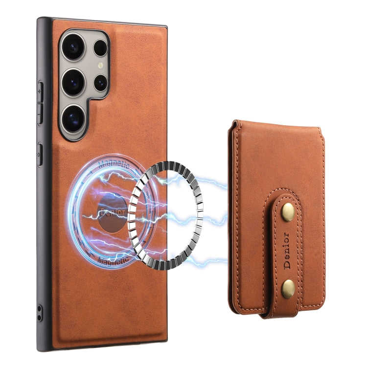 For Samsung Galaxy S24 Ultra 5G Denior D14 NK Retro Pattern MagSafe Magnetic Card Holder Leather Phone Case(Brown) - Galaxy S24 Ultra 5G Cases by Denior | Online Shopping South Africa | PMC Jewellery | Buy Now Pay Later Mobicred