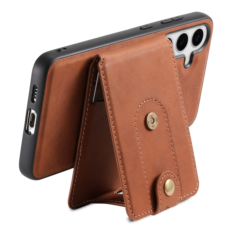 For Samsung Galaxy S24+ 5G Denior D14 NK Retro Pattern MagSafe Magnetic Card Holder Leather Phone Case(Brown) - Galaxy S24+ 5G Cases by Denior | Online Shopping South Africa | PMC Jewellery | Buy Now Pay Later Mobicred