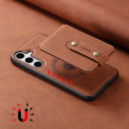 For Samsung Galaxy S24+ 5G Denior D14 NK Retro Pattern MagSafe Magnetic Card Holder Leather Phone Case(Brown) - Galaxy S24+ 5G Cases by Denior | Online Shopping South Africa | PMC Jewellery | Buy Now Pay Later Mobicred