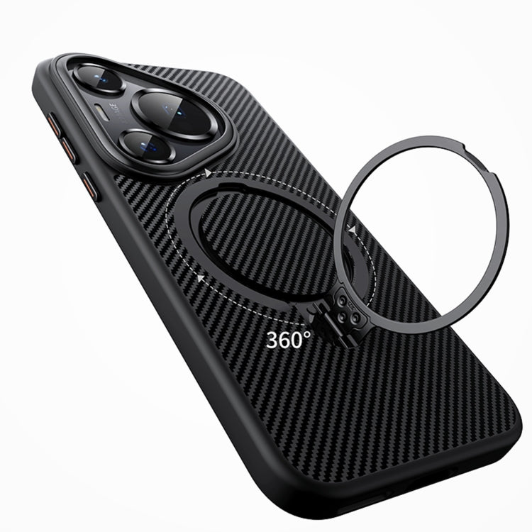 For Huawei Pura 70 Pro Double Ring MagSafe Holder Carbon Fibre Phone Case(Black) - Huawei Cases by PMC Jewellery | Online Shopping South Africa | PMC Jewellery | Buy Now Pay Later Mobicred