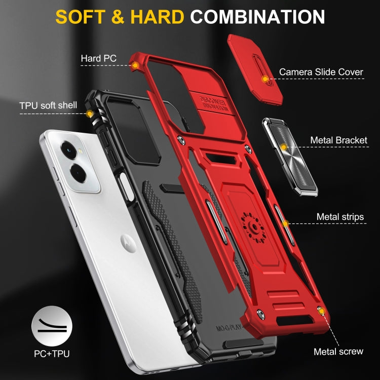 For Motorola Moto G Stylus 5G 2024 Armor PC + TPU Camera Shield Phone Case(Red) - Motorola Cases by PMC Jewellery | Online Shopping South Africa | PMC Jewellery | Buy Now Pay Later Mobicred