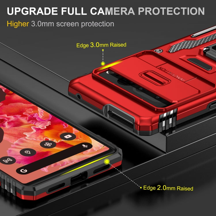 For Google Pixel 9 Pro XL 6.8 Armor PC + TPU Camera Shield Phone Case(Red) - Google Cases by PMC Jewellery | Online Shopping South Africa | PMC Jewellery | Buy Now Pay Later Mobicred