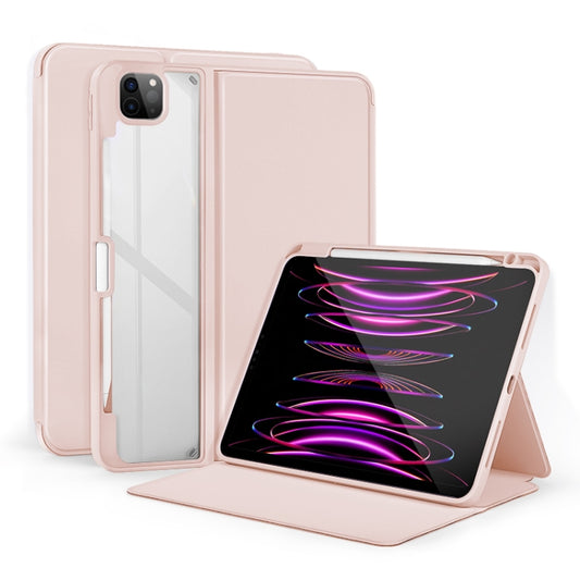 For iPad Air 13 2024 / Pro 12.9 2022 2-Fold Clear Acrylic Leather Tablet Case(Baby Pink) - iPad Pro 12.9 (2022/2021) Cases by PMC Jewellery | Online Shopping South Africa | PMC Jewellery | Buy Now Pay Later Mobicred