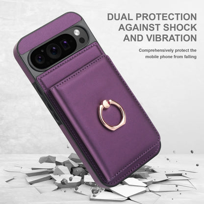 For Google Pixel 9 RFID Anti-theft Card Ring Holder Phone Case(Dark Purple) - Google Cases by PMC Jewellery | Online Shopping South Africa | PMC Jewellery | Buy Now Pay Later Mobicred