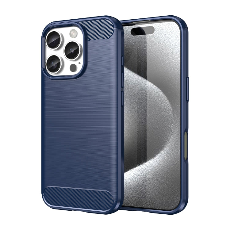 For iPhone 16 Pro Brushed Texture Carbon Fiber TPU Phone Case(Blue) - iPhone 16 Pro Cases by PMC Jewellery | Online Shopping South Africa | PMC Jewellery | Buy Now Pay Later Mobicred