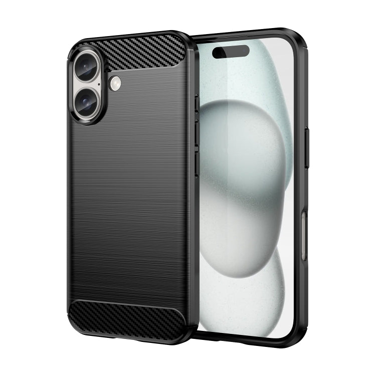 For iPhone 16 Plus Brushed Texture Carbon Fiber TPU Phone Case(Black) - iPhone 16 Plus Cases by PMC Jewellery | Online Shopping South Africa | PMC Jewellery | Buy Now Pay Later Mobicred