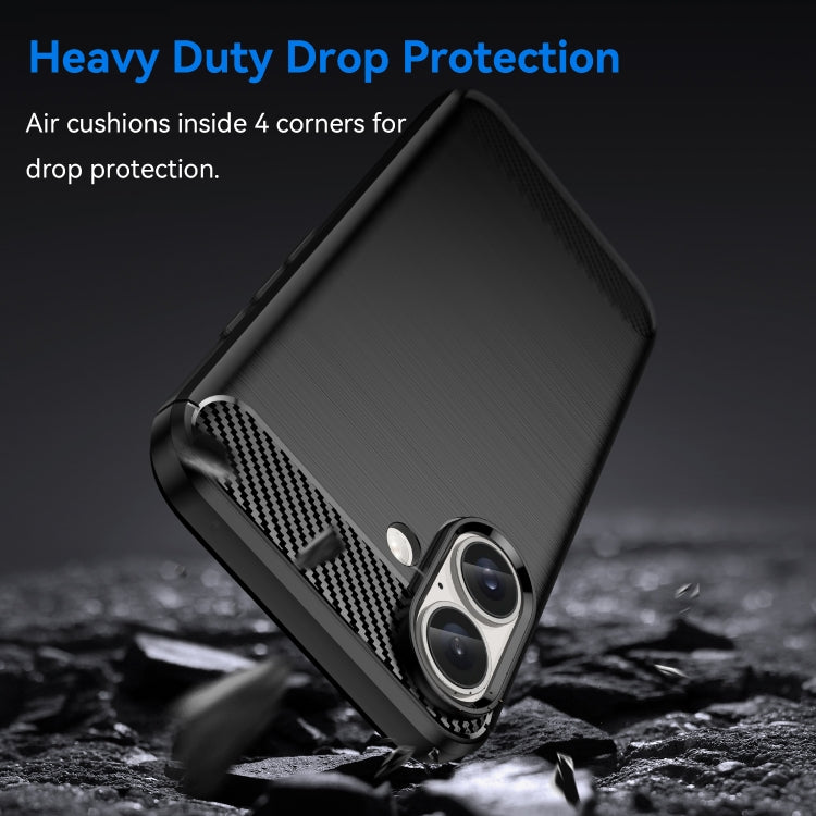 For iPhone 16 Plus Brushed Texture Carbon Fiber TPU Phone Case(Black) - iPhone 16 Plus Cases by PMC Jewellery | Online Shopping South Africa | PMC Jewellery | Buy Now Pay Later Mobicred